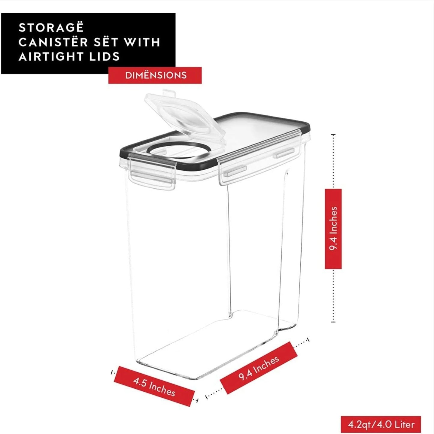 DWËLLZA KITCHEN 4L Cereal Containers Storage Set of 4